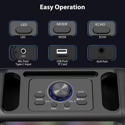 Portable Karaoke Speaker with 2 Wireless Microphones V1142-TM601101362687901