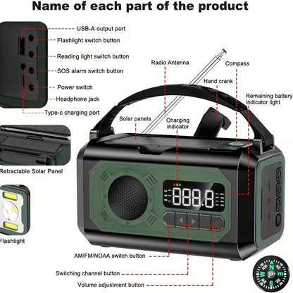 12000mAh Emergency Radio Solar Hand Crank Charger V1142-TM601102639488578
