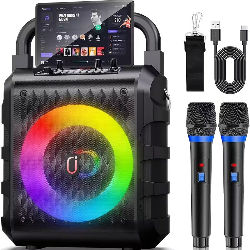 20W Portable Karaoke Speaker with Dual Wireless Mics V1142-TM601103053704200
