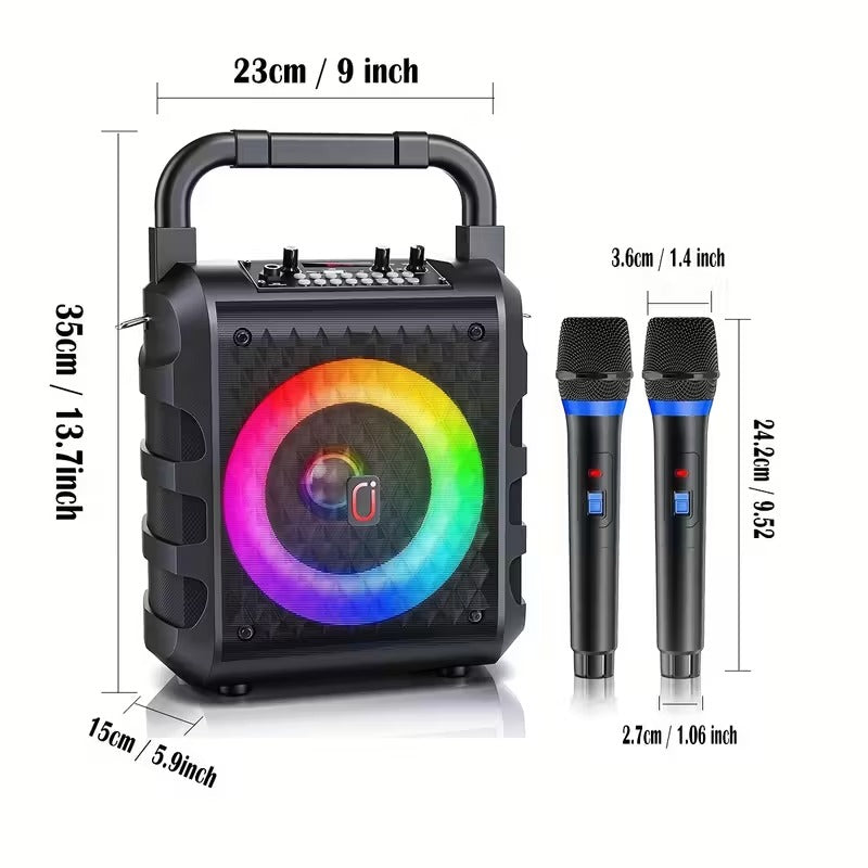 20W Portable Karaoke Speaker with Dual Wireless Mics V1142-TM601103053704200