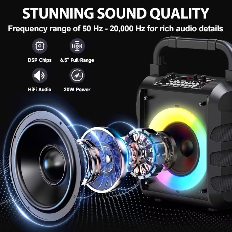 20W Portable Karaoke Speaker with Dual Wireless Mics V1142-TM601103053704200