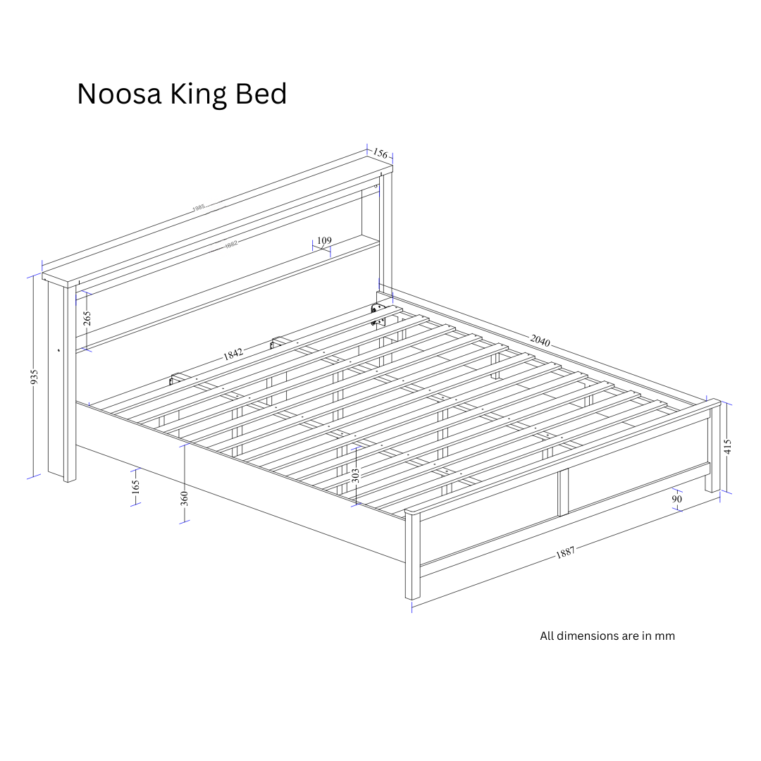 Noosa King Bed Frame with Shelf V1150-BED24001KING