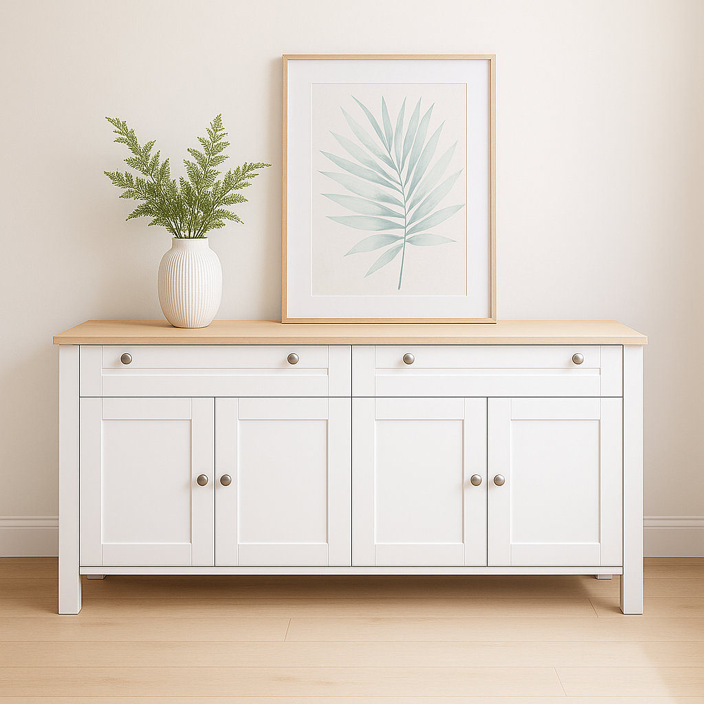 Noosa Buffet Sideboard White and Oak 4 Doors and 2 Drawers V1150-BF24001
