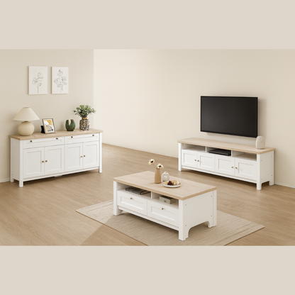 Noosa Buffet Sideboard White and Oak 4 Doors and 2 Drawers V1150-BF24001