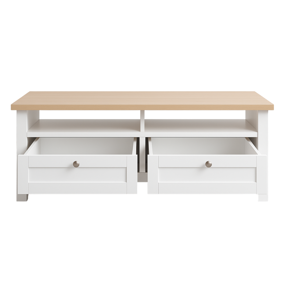 Noosa Coffee Table White Oak 2 Shelf and 2 Drawers V1150-CF24001