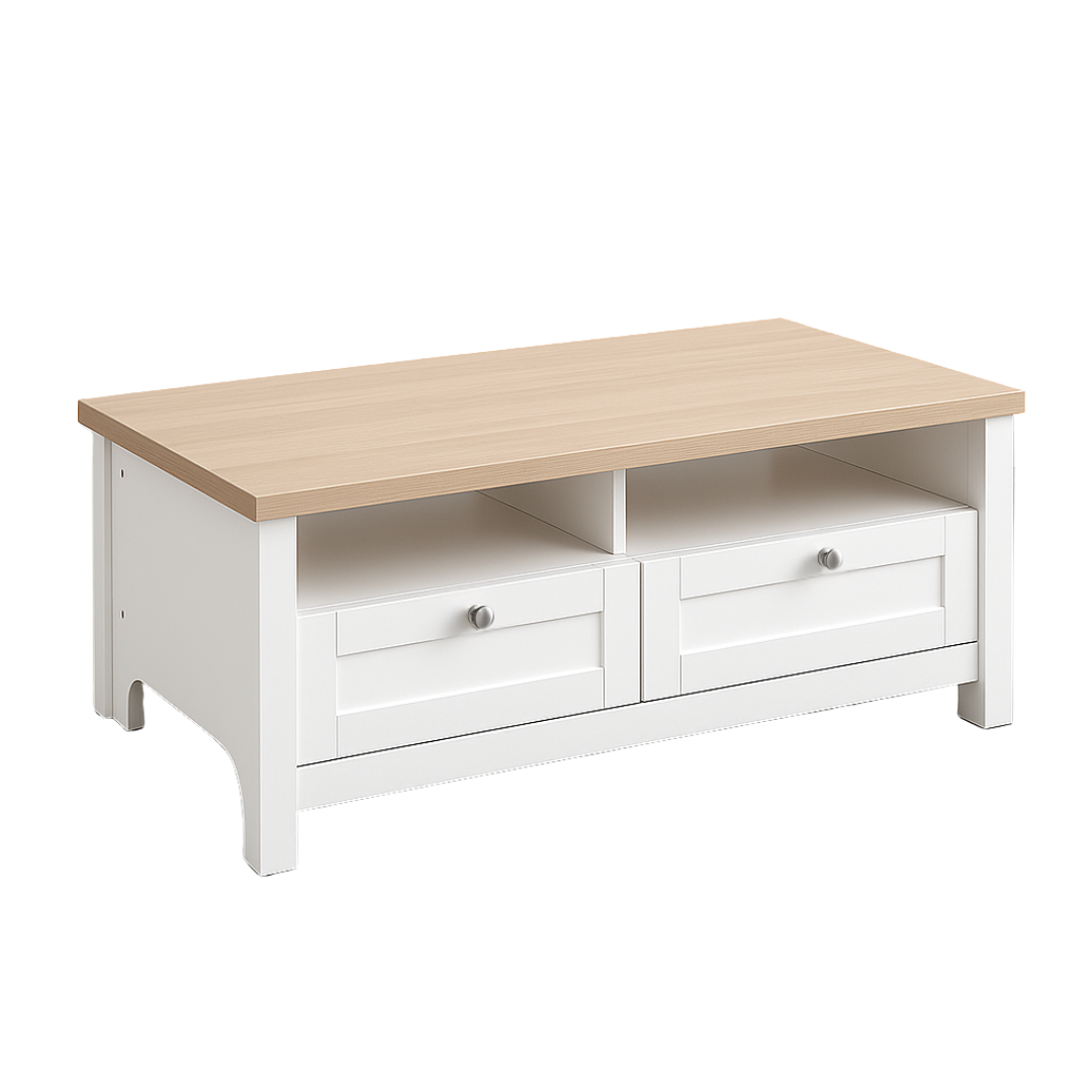 Noosa Coffee Table White Oak 2 Shelf and 2 Drawers V1150-CF24001