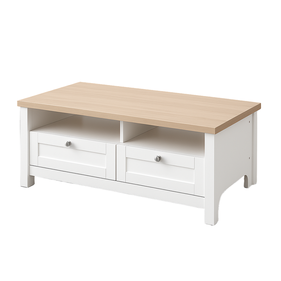 Noosa Coffee Table White Oak 2 Shelf and 2 Drawers V1150-CF24001
