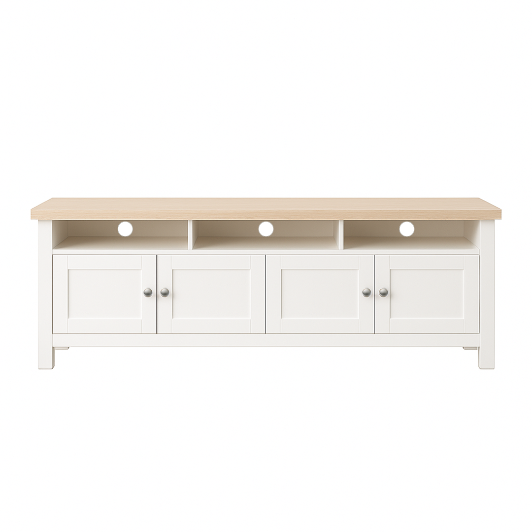 Noosa Entertainment Unit White and Oak 4 Doors and 3 spaces V1150-TV24001