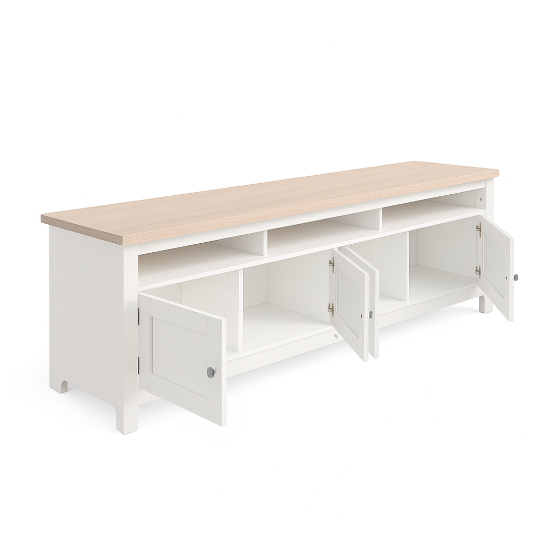 Noosa Entertainment Unit White and Oak 4 Doors and 3 spaces V1150-TV24001