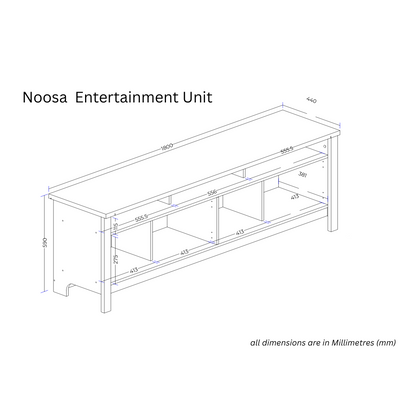 Noosa Entertainment Unit White and Oak 4 Doors and 3 spaces V1150-TV24001