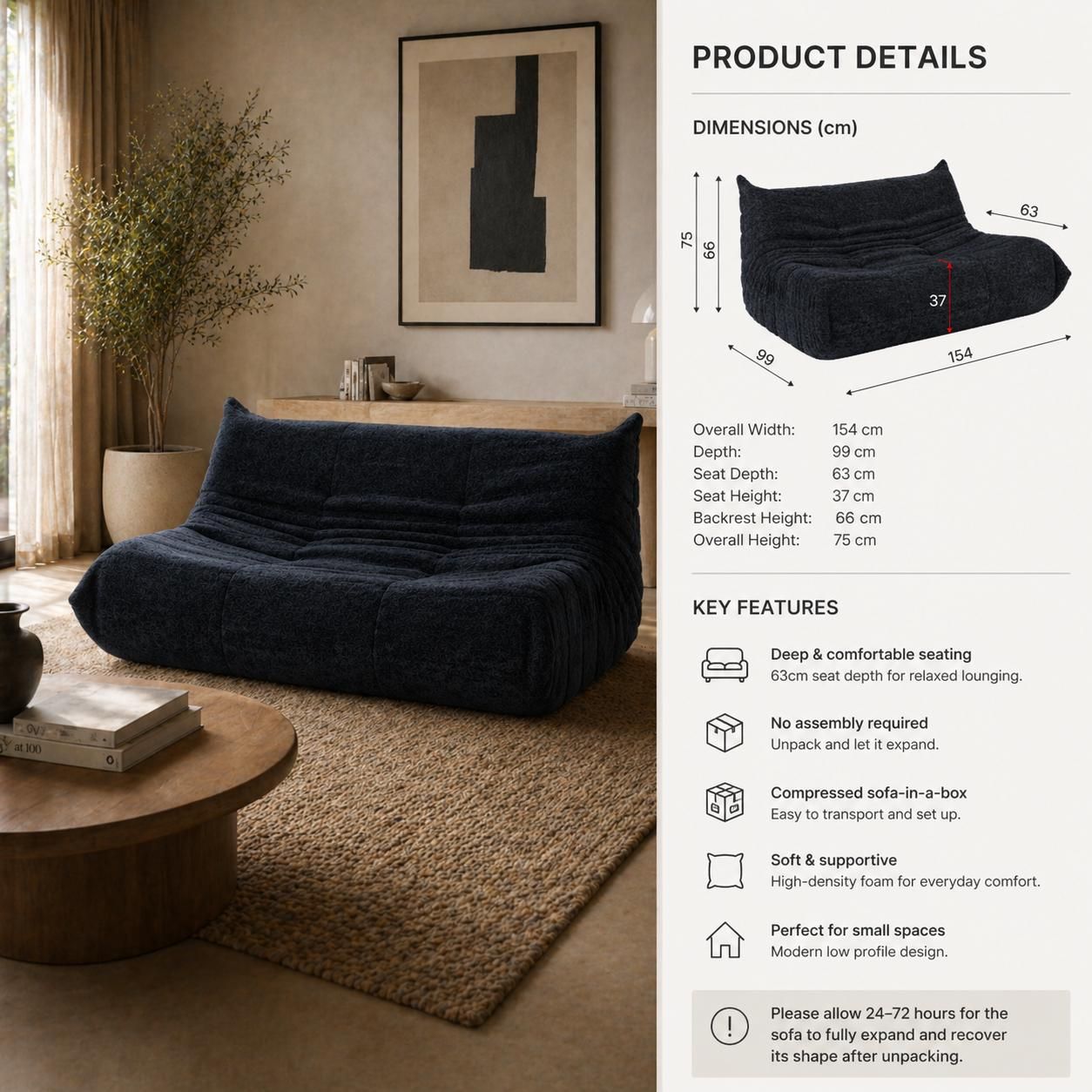 Flutto 2 Seater LOUNGE CHAIR V1158-ZE579-MYJJL12-16-BK