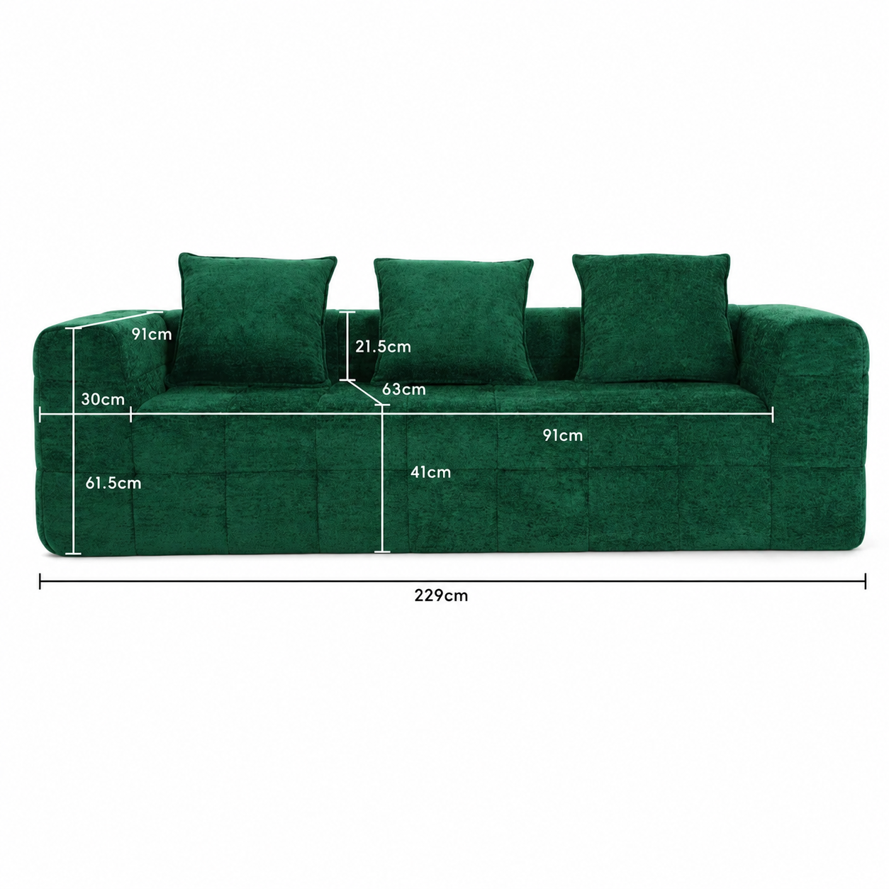 Monda 3 Seater Compressed Sofa V1158-ZE7264-MYJJL12-2-GN