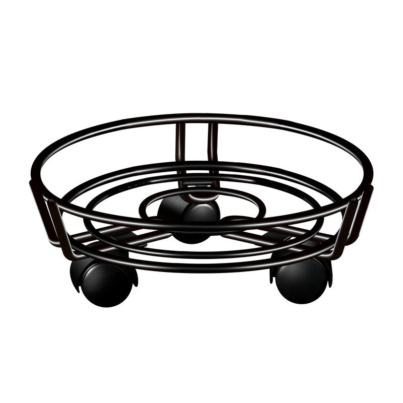 Movable Iron Potted Plant Stand for Home Garden Decoration-Black V1161-101164