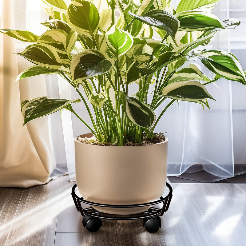 Movable Iron Potted Plant Stand for Home Garden Decoration-Black V1161-101164