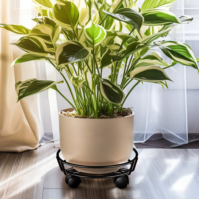 Movable Iron Potted Plant Stand for Home Garden Decoration-Black V1161-101164