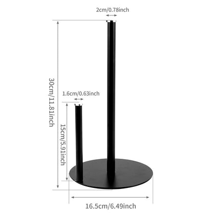 Iron Double Pole Paper Towel Holder for Kitchen Countertop Cling Film Storage Rack-Black V1161-101188