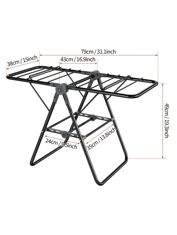 2-Tier Foldable Clothes Drying Rack for Balcony Bay Window-White V1161-101205