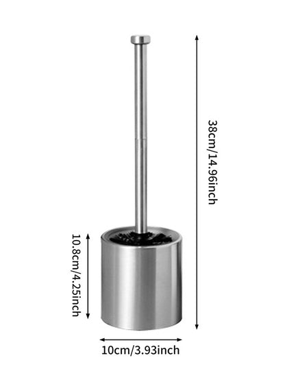 Long-Handled Toilet Brush With Glass Inner Liner For Bathroom Toilet Cleaning-Silver V1161-104104