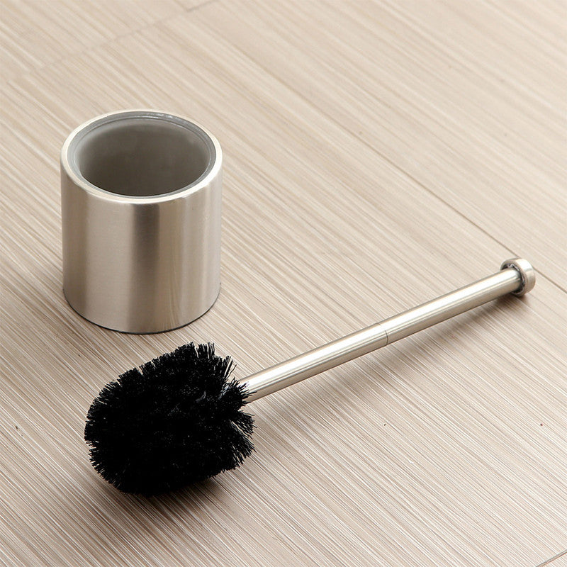 Long-Handled Toilet Brush With Glass Inner Liner For Bathroom Toilet Cleaning-Silver V1161-104104