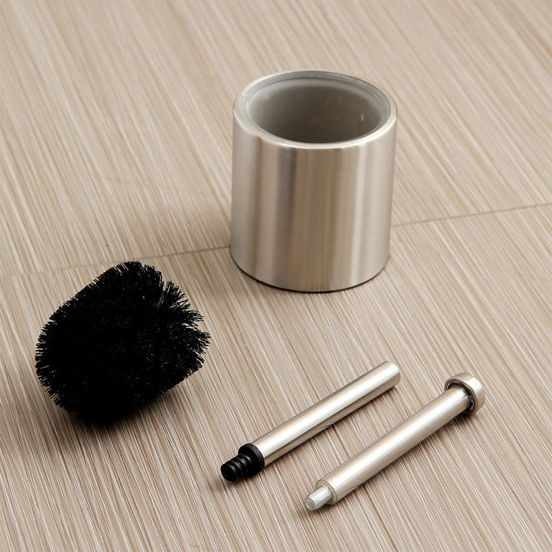Long-Handled Toilet Brush With Glass Inner Liner For Bathroom Toilet Cleaning-Silver V1161-104104