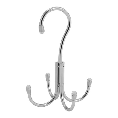 Stainless Steel Storage Hanger With 4 Hooks For Bras Ties Bag and Belts-Silver V1161-107383