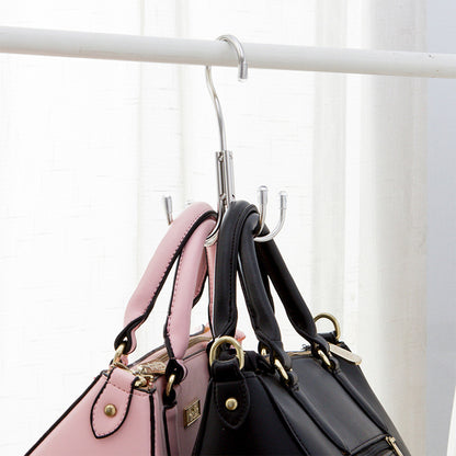 Stainless Steel Storage Hanger With 4 Hooks For Bras Ties Bag and Belts-Silver V1161-107383