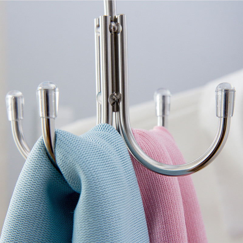 Stainless Steel Storage Hanger With 4 Hooks For Bras Ties Bag and Belts-Silver V1161-107383