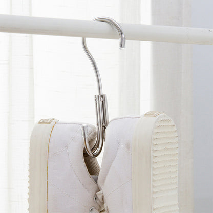 Stainless Steel Storage Hanger With 4 Hooks For Bras Ties Bag and Belts-Silver V1161-107383