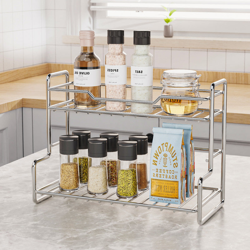 Mini Stainless Steel Kitchen Spice Storage Rack Bathroom And Toilet Organizer Rack-Silver V1161-107844
