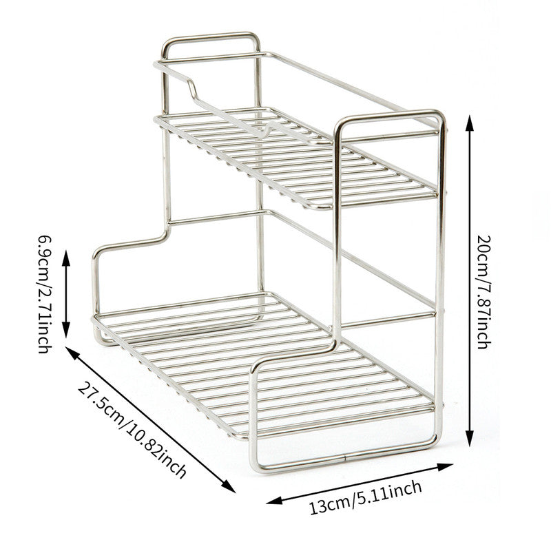 Mini Stainless Steel Kitchen Spice Storage Rack Bathroom And Toilet Organizer Rack-Silver V1161-107844
