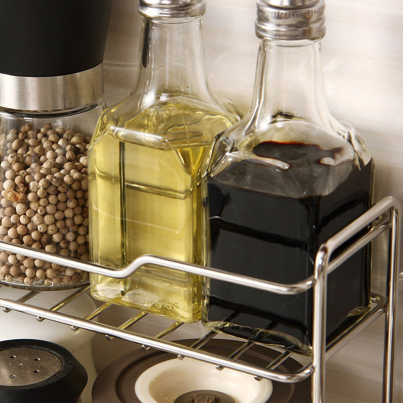 Mini Stainless Steel Kitchen Spice Storage Rack Bathroom And Toilet Organizer Rack-Silver V1161-107844