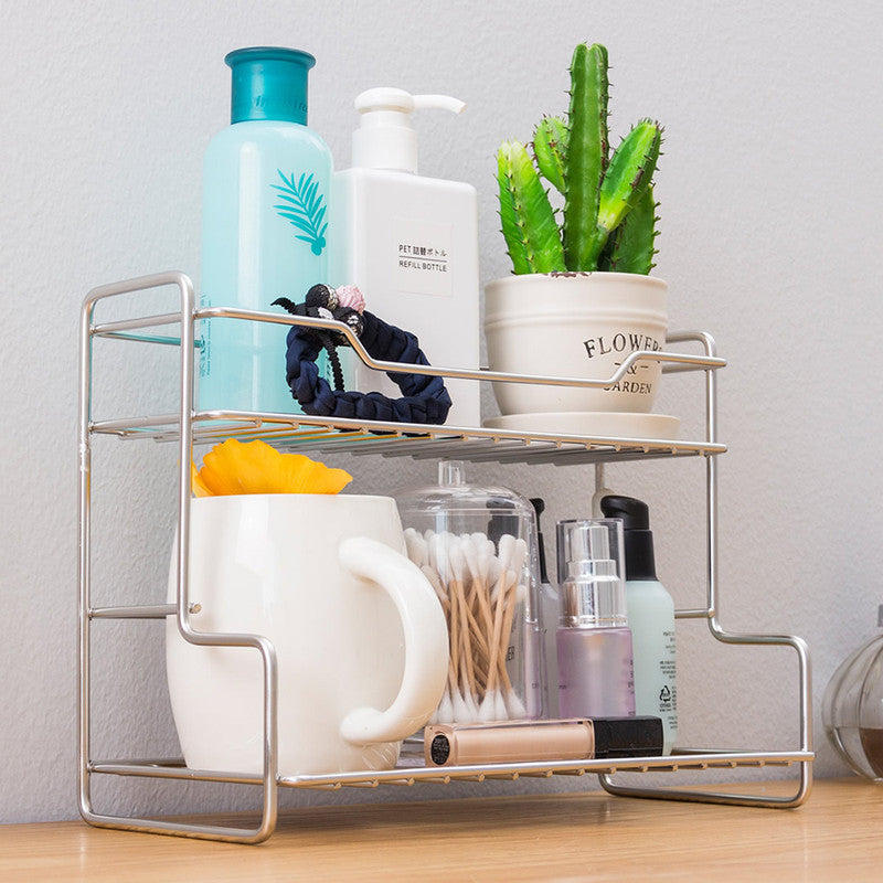 Mini Stainless Steel Kitchen Spice Storage Rack Bathroom And Toilet Organizer Rack-Silver V1161-107844