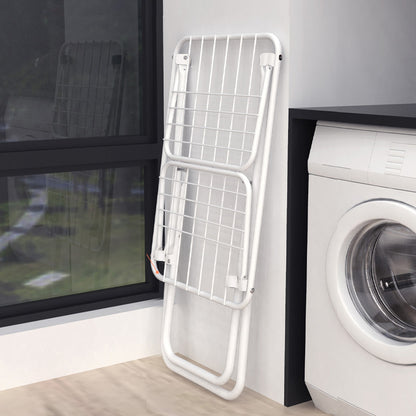 Double Wing Floor Folding Drying Rack For Clothes Quilt Towel-White V1161-108152