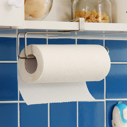 Stainless Steel No-punch Roll Paper Rack for Kitchen Cabinet Cling Film Storage Rack-Silver V1161-109311A