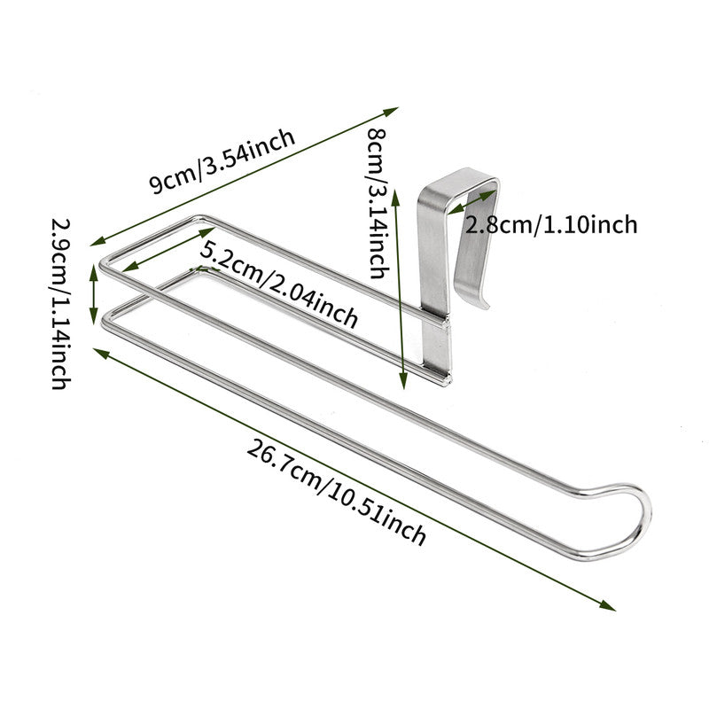 Stainless Steel No-punch Roll Paper Rack for Kitchen Cabinet Cling Film Storage Rack-Silver V1161-109311A