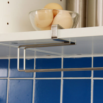 Stainless Steel No-punch Roll Paper Rack for Kitchen Cabinet Cling Film Storage Rack-Silver V1161-109311A