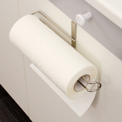 Stainless Steel No-punch Roll Paper Rack for Kitchen Cabinet Cling Film Storage Rack-Silver V1161-109311A