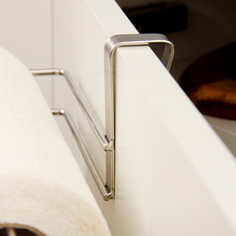 Stainless Steel No-punch Roll Paper Rack for Kitchen Cabinet Cling Film Storage Rack-Silver V1161-109311A