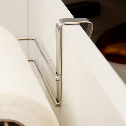 Stainless Steel No-punch Roll Paper Rack for Kitchen Cabinet Cling Film Storage Rack-Silver V1161-109311A