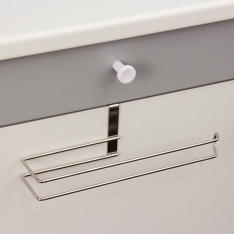 Stainless Steel No-punch Roll Paper Rack for Kitchen Cabinet Cling Film Storage Rack-Silver V1161-109311A