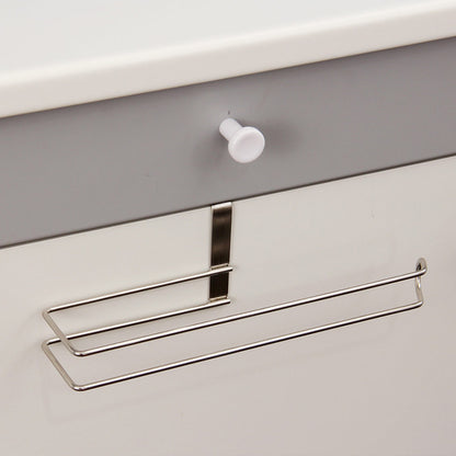 Stainless Steel No-punch Roll Paper Rack for Kitchen Cabinet Cling Film Storage Rack-Silver V1161-109311A