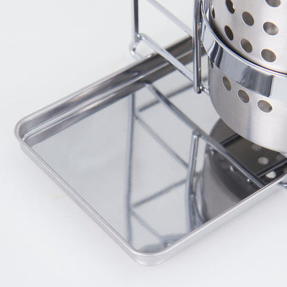 Stainless Steel Kitchen Tableware Storage Rack, With Knife Rack,Spoon And Chopstick Rack-Silver V1161-109527