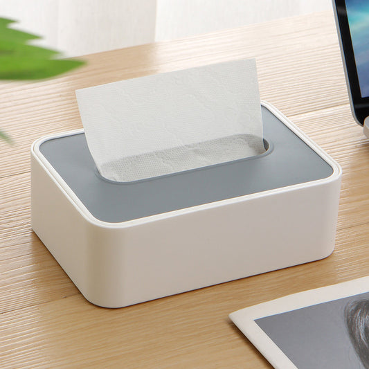 Desktop Tissue Box Height-Adjustable Storage Box for Home Living Room And Dining Room-White V1161-109720