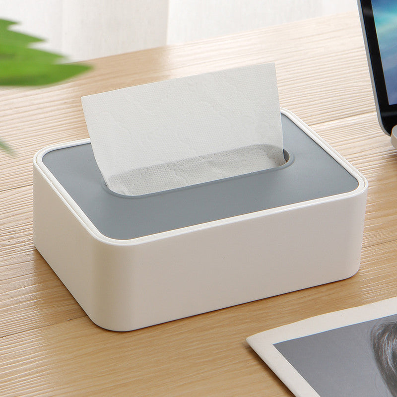 Desktop Tissue Box Height-Adjustable Storage Box for Home Living Room And Dining Room-White V1161-109720