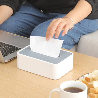 Desktop Tissue Box Height-Adjustable Storage Box for Home Living Room And Dining Room-White V1161-109720
