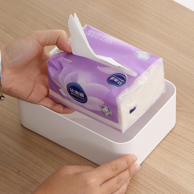 Desktop Tissue Box Height-Adjustable Storage Box for Home Living Room And Dining Room-White V1161-109720