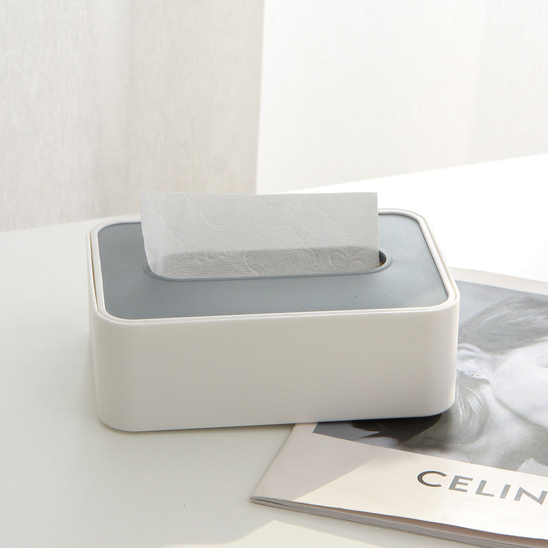 Desktop Tissue Box Height-Adjustable Storage Box for Home Living Room And Dining Room-White V1161-109720