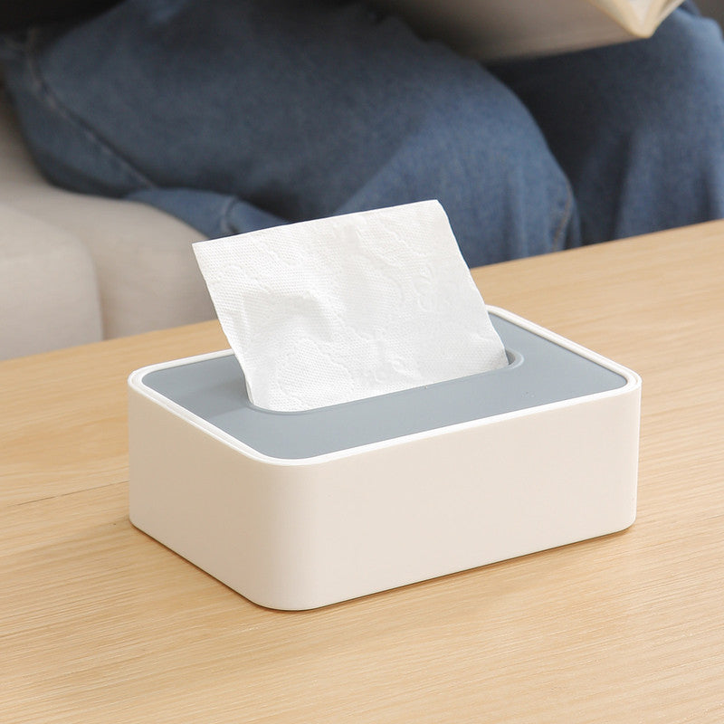 Desktop Tissue Box Height-Adjustable Storage Box for Home Living Room And Dining Room-White V1161-109720