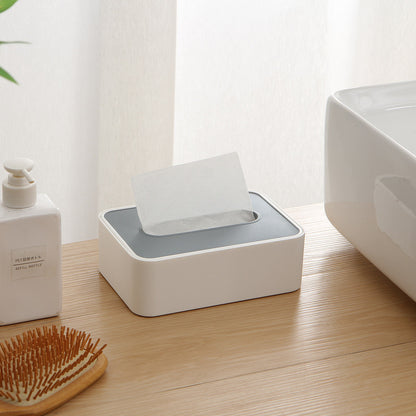 Desktop Tissue Box Height-Adjustable Storage Box for Home Living Room And Dining Room-White V1161-109720