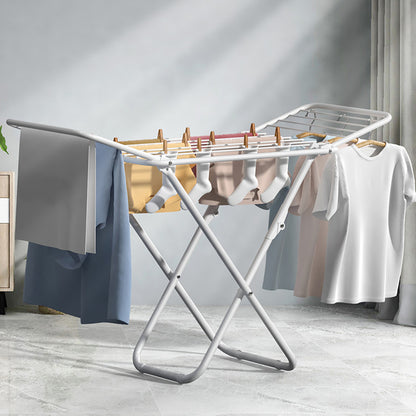 Upgrade Double Wing Floor Folding Drying Rack For Clothes Quilt Towel-White V1161-109759